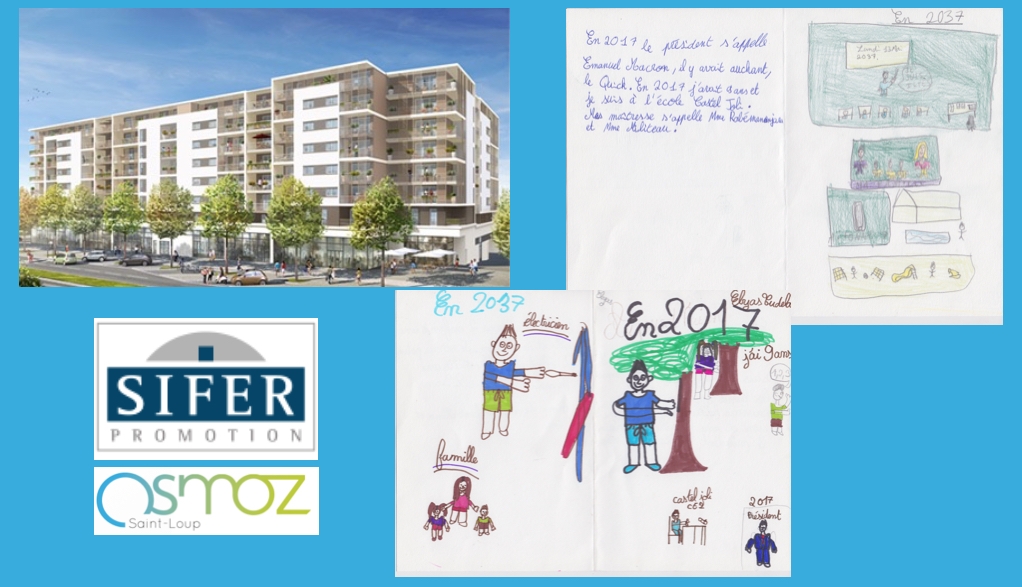 Une capsule temporaire avec des dessins d'enfants enfouie au sein de la résidence Osmoz
